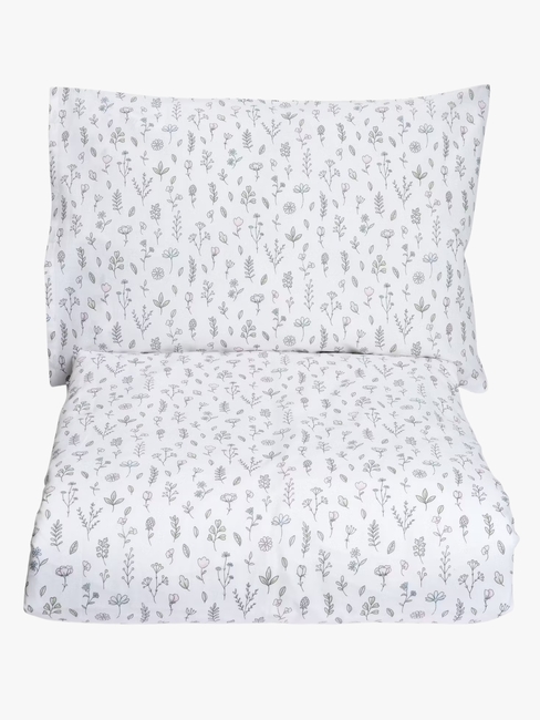 MiniDreams Sengesæt Blomstereng Tremmeseng, Hvid