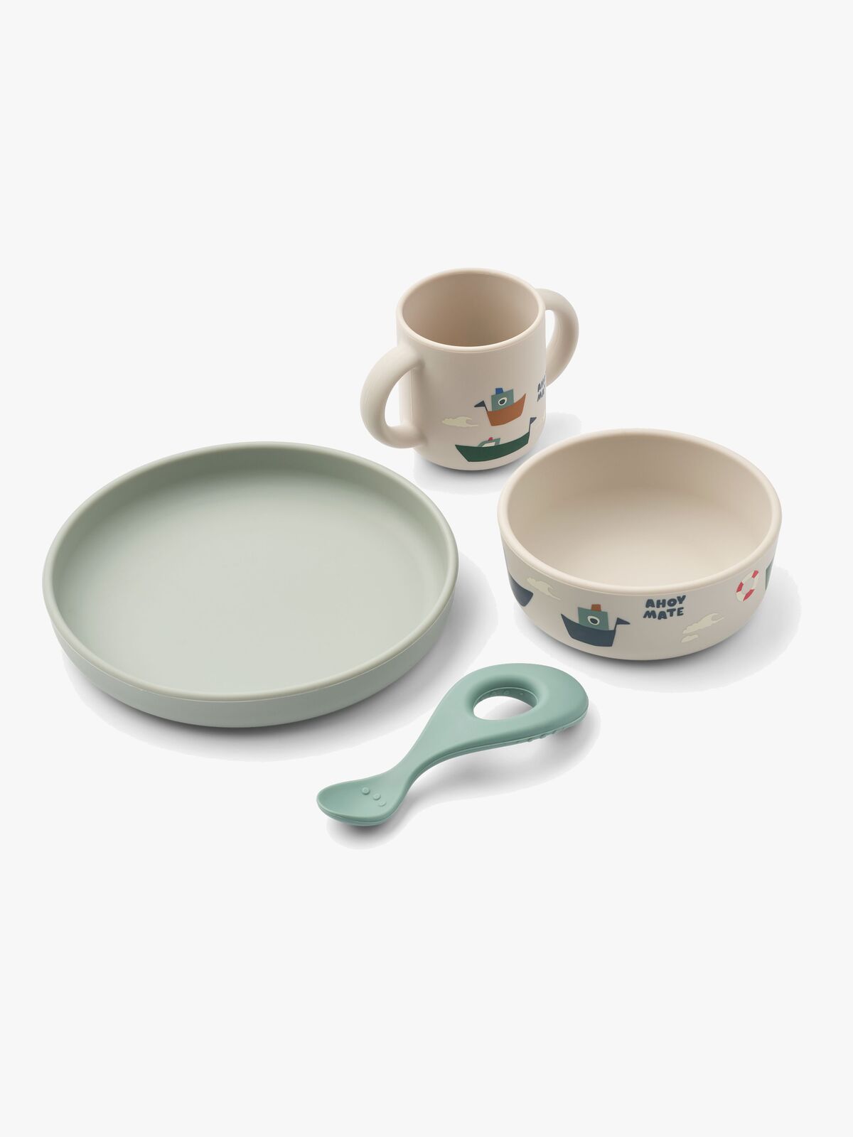 LIEWOOD Vivi  Mønstret Fodringssæt Silikone, Sailing/Sandy