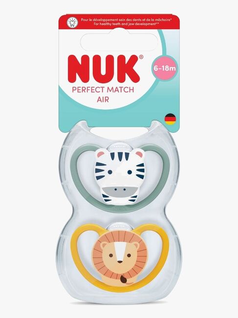 NUK Perfect Match Air Sut 2-pak Str. 2, Zebra/Lion