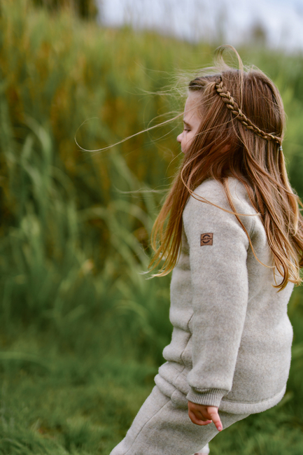 Mikk-Line Fleecetrøje Merinould, Melange Offwhite