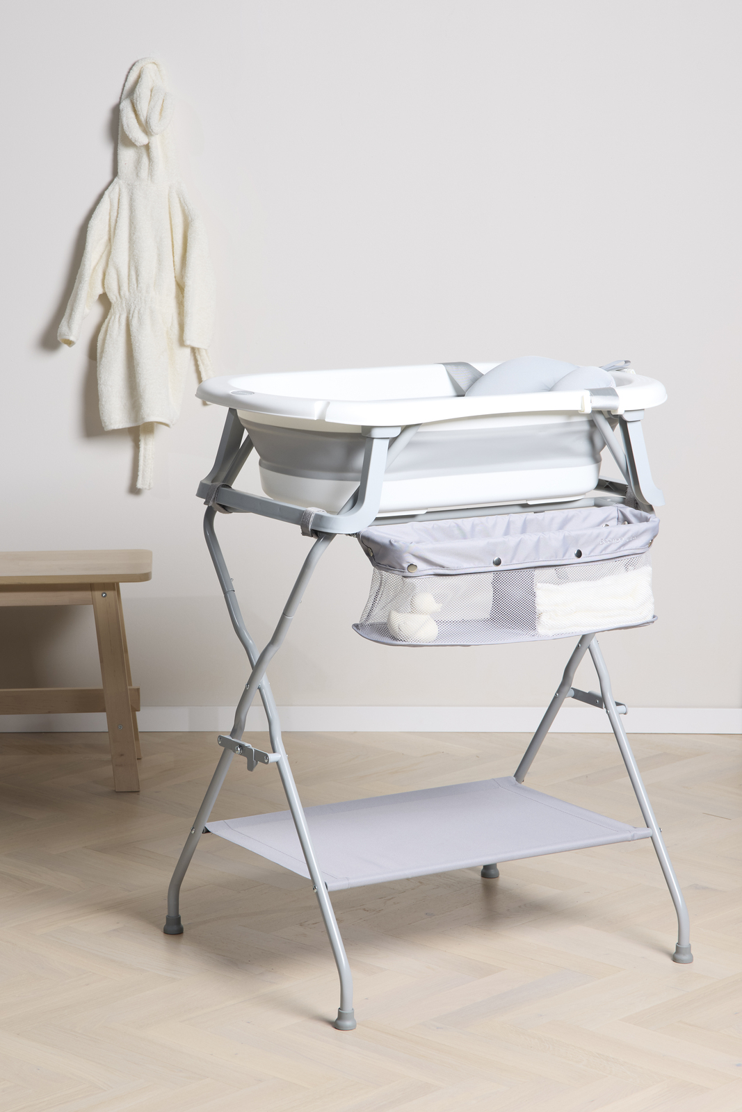 Beemoo CARE Assist Badekar inkl. Badestøtte og Badekarstativ, White/Grey