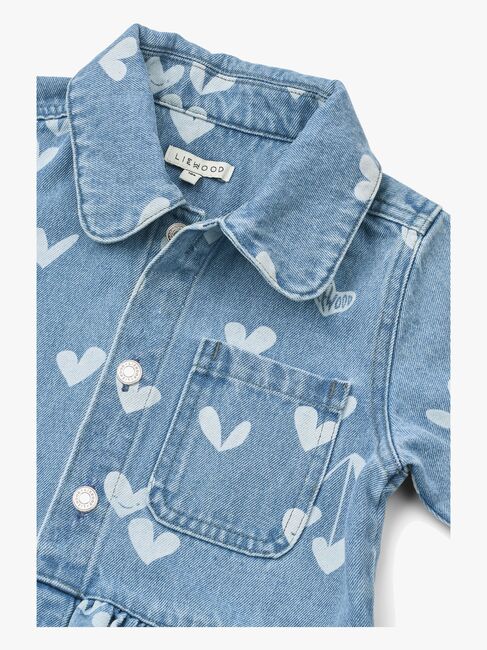 LIEWOOD Printed Denim Overskjorte, Sweethearts/Light Blue Denim