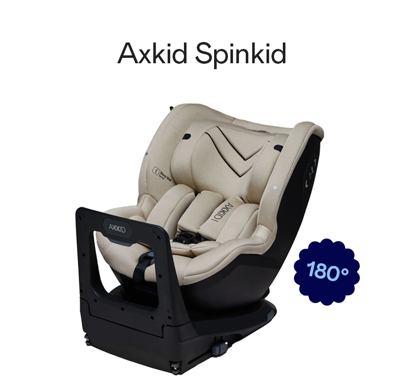 Bilsæde Axkid Spinkid i beige med drejefunktion 180 grader.