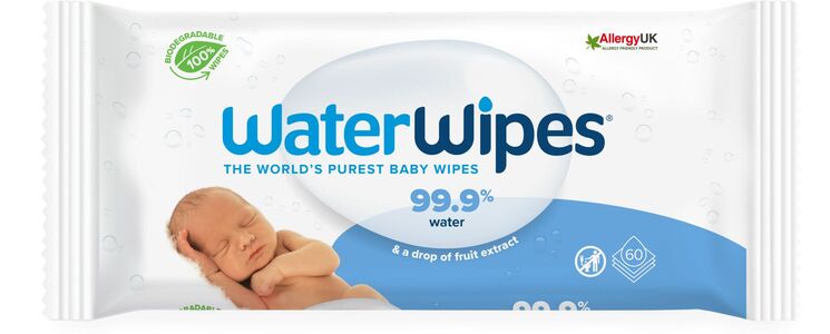 WaterWipes  Plastfrie Vådservietter 60-Pak