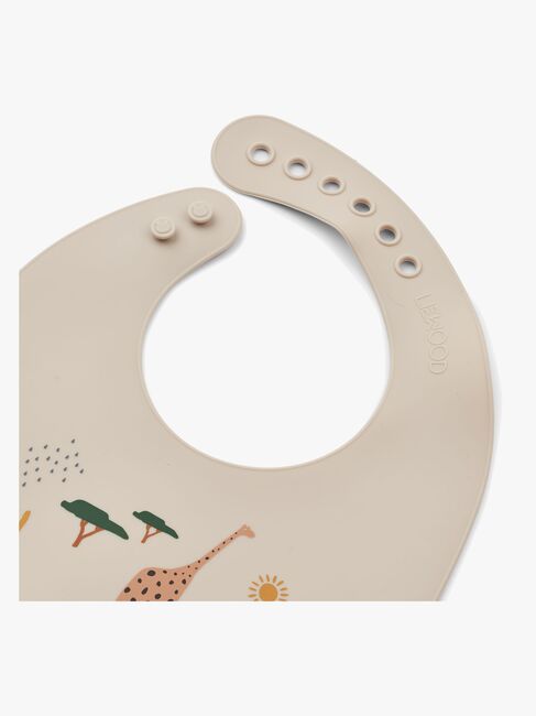 LIEWOOD Tilda Hagesmæk med Tryk Silikone 2-pak, Safari/Sandy