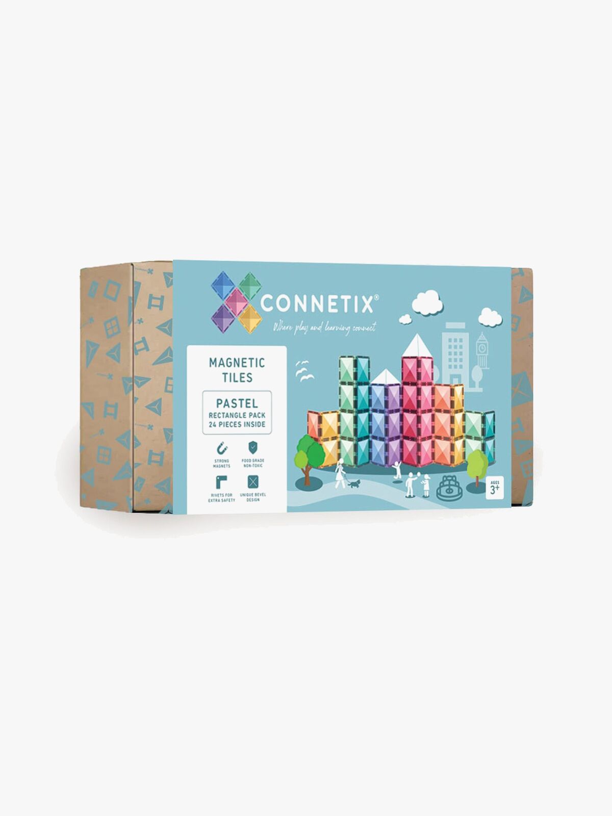 Connetix Magnetiske Byggeklodser Pastel Rektangel 24 Dele