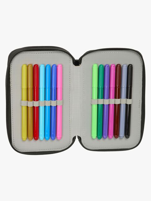 One Piece  Fyldt Penalhus med 3 Rum 37 Dele, Sort