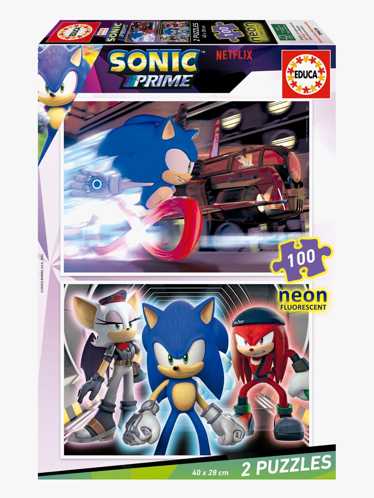 Educa Sonic Prime Puslespil Neon 2x100 Brikker