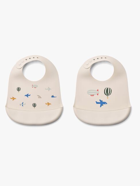 LIEWOOD Tilda  Mønstret Hagesmæk Silikone 2-pak, Aviator/Ecru