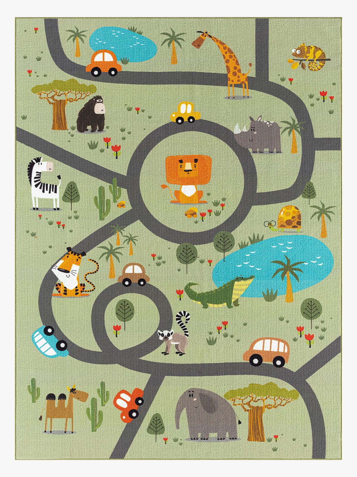 KMCarpets Play Animals Gulvtæppe 140x200, Grøn