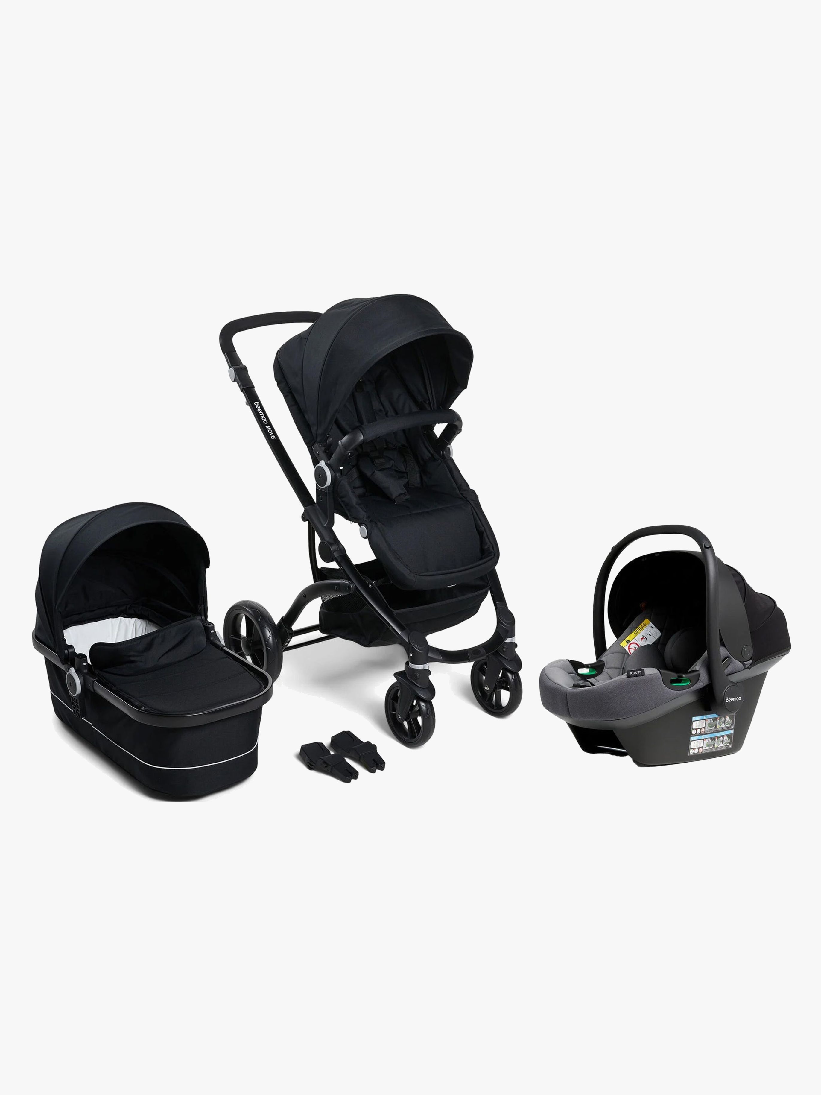 Beemoo Move Duo Kombivogn inkl. Route i-Size Autostol Baby, Black/Mineral Grey