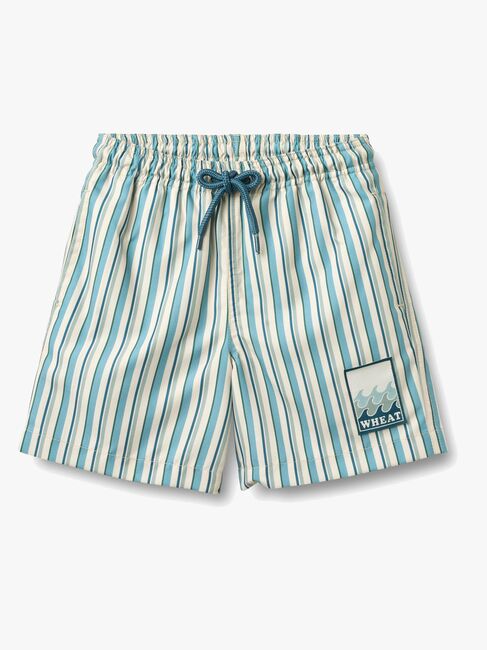 Wheat Hansi Badge Badeshorts, Aqua Stripe