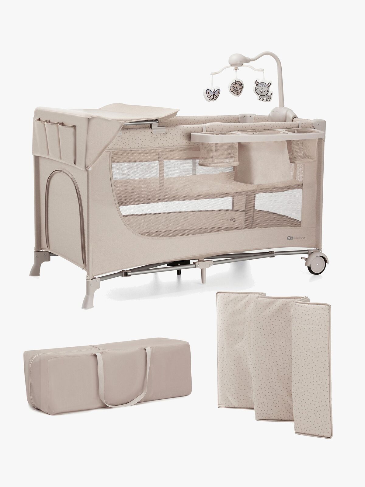 Kinderkraft JOY 2 Weekendseng med Tilbehør, Beige