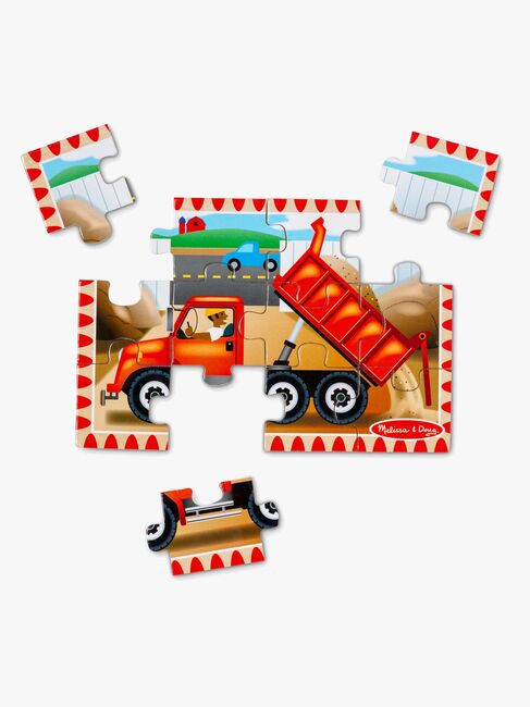 Melissa & Doug Puslespil Bygge- og Anlægskøretøjer 4-i-1 12 Dele