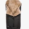 Bozz Lammeskindskørepose Langhåret, Black Melange/Nappa Linen