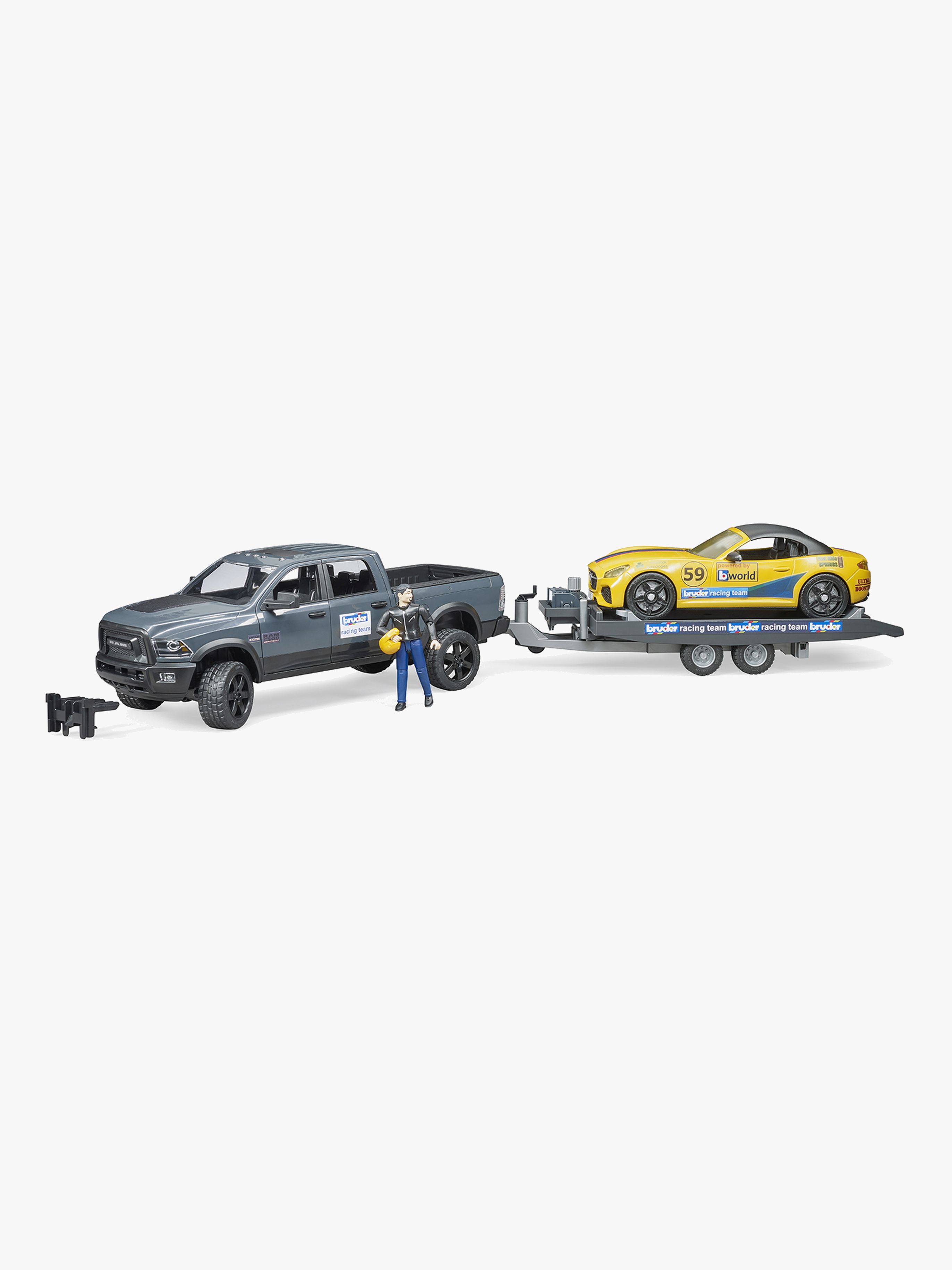 Bruder RAM 2500 Power Wagon Inkl. Trailer m. BRUDER Roadster Racing Team