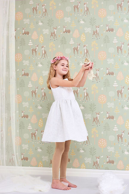 Majvillan Tapet Golden Woods, Dusty Green