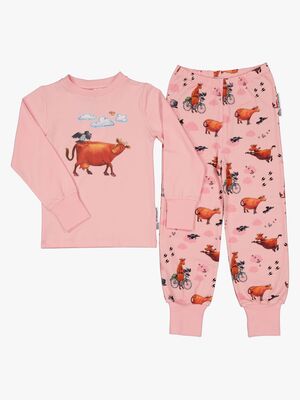 Geggamoja  Todelt Pyjamas Mor Muh og Krage, Pink