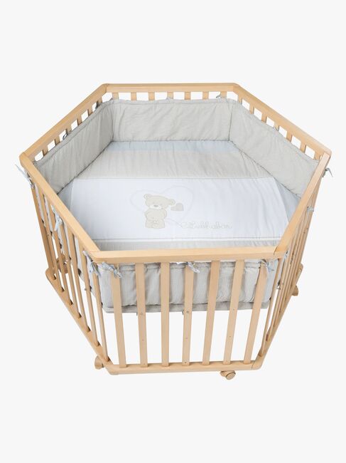 Roba Hexagon Kravlegård med Hjul, Beloved Bear Natural