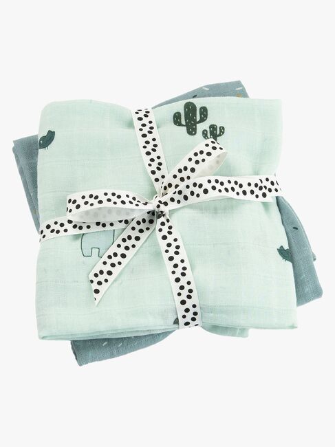 Done By Deer Lalee Musselin Tæppe 2-pak, Blue