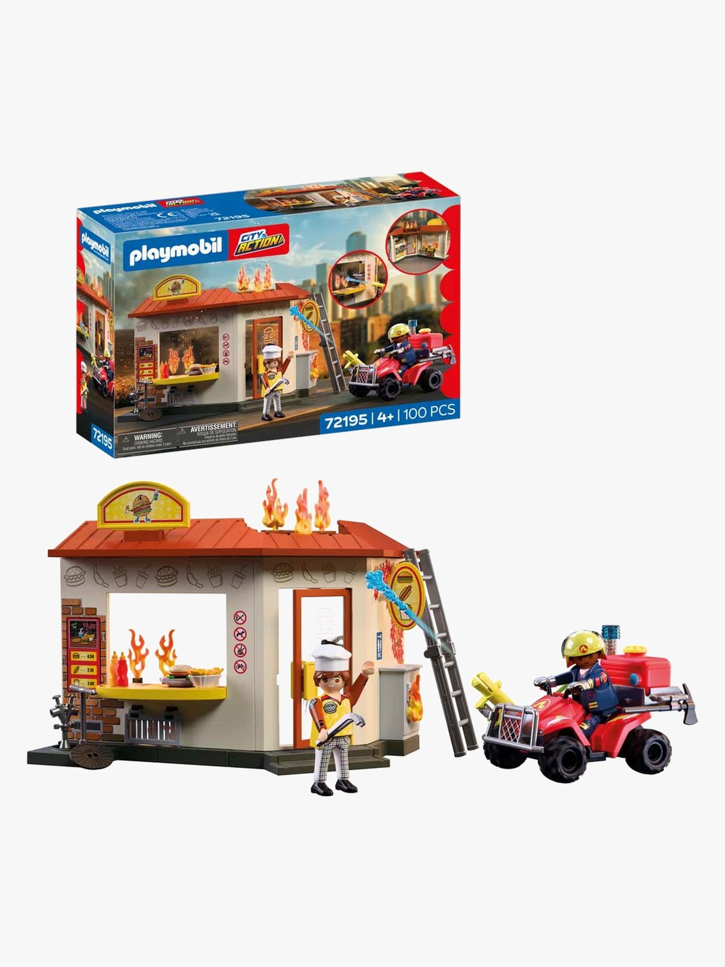 Playmobil City Action Brandvæsens-quad Med Burgerkiosk, Flerfarvet