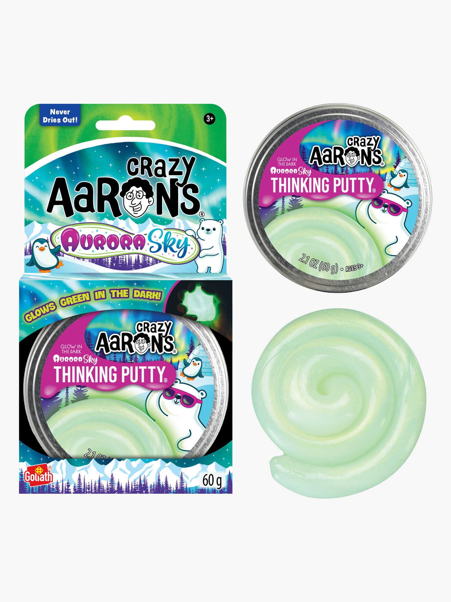 Crazy Aarons Thinking Putty Slim 60 G, Aurora Sky