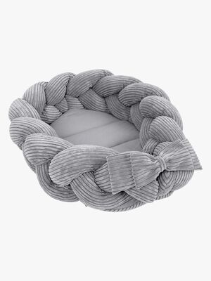 MeowBaby Aesthetic Babynest med Flettet Beskyttelse, Grey