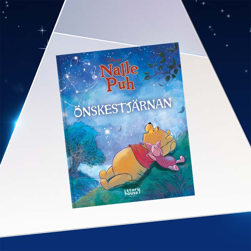 Bogomslag med Peter Plys og Grisling under en stjerneklar himmel.