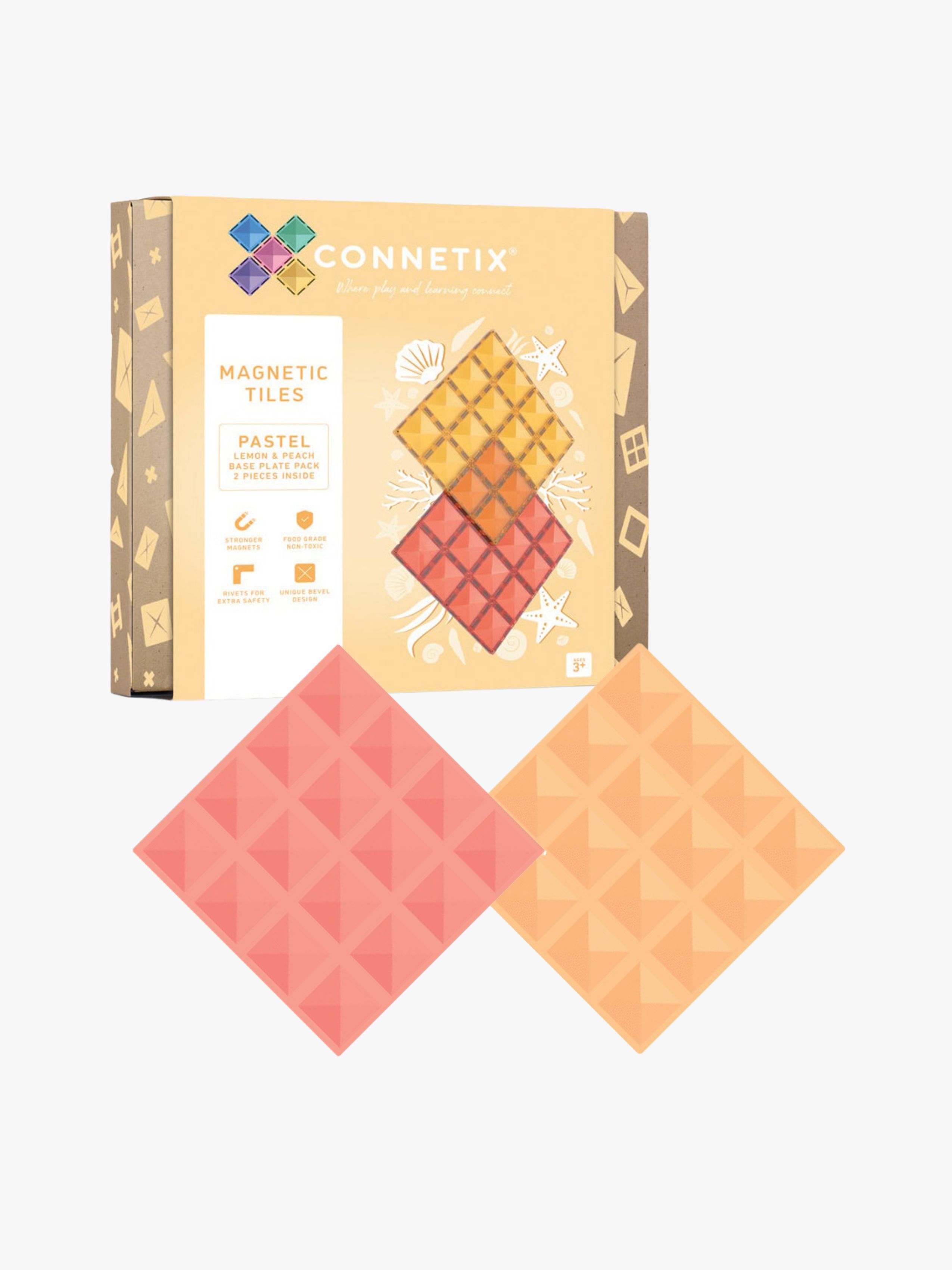 Connetix Bundplader 2-pak, Pastel Lemon &  Peach