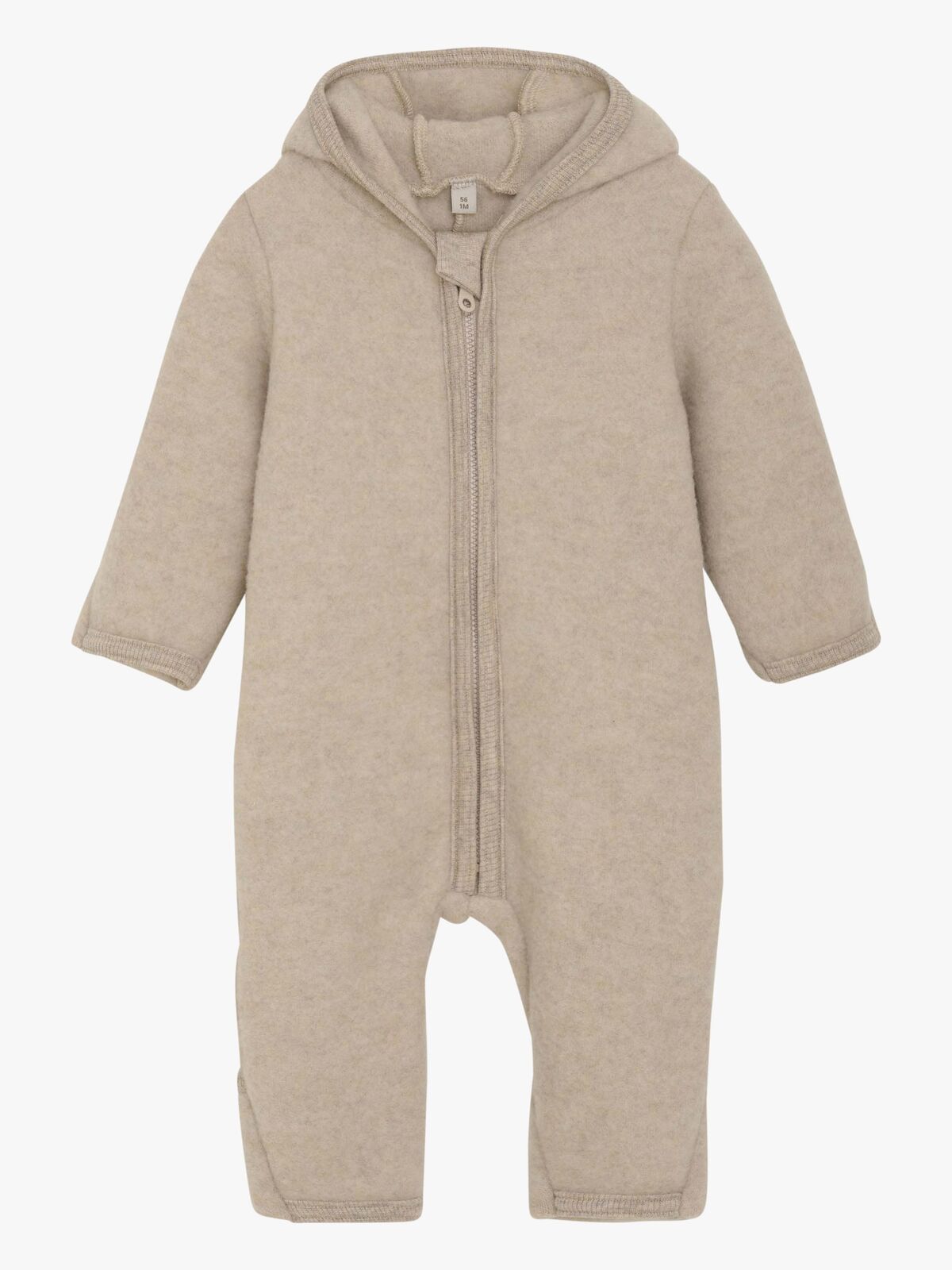 Huttelihut Flyverdragt Merinould med Ører, Camel Melange