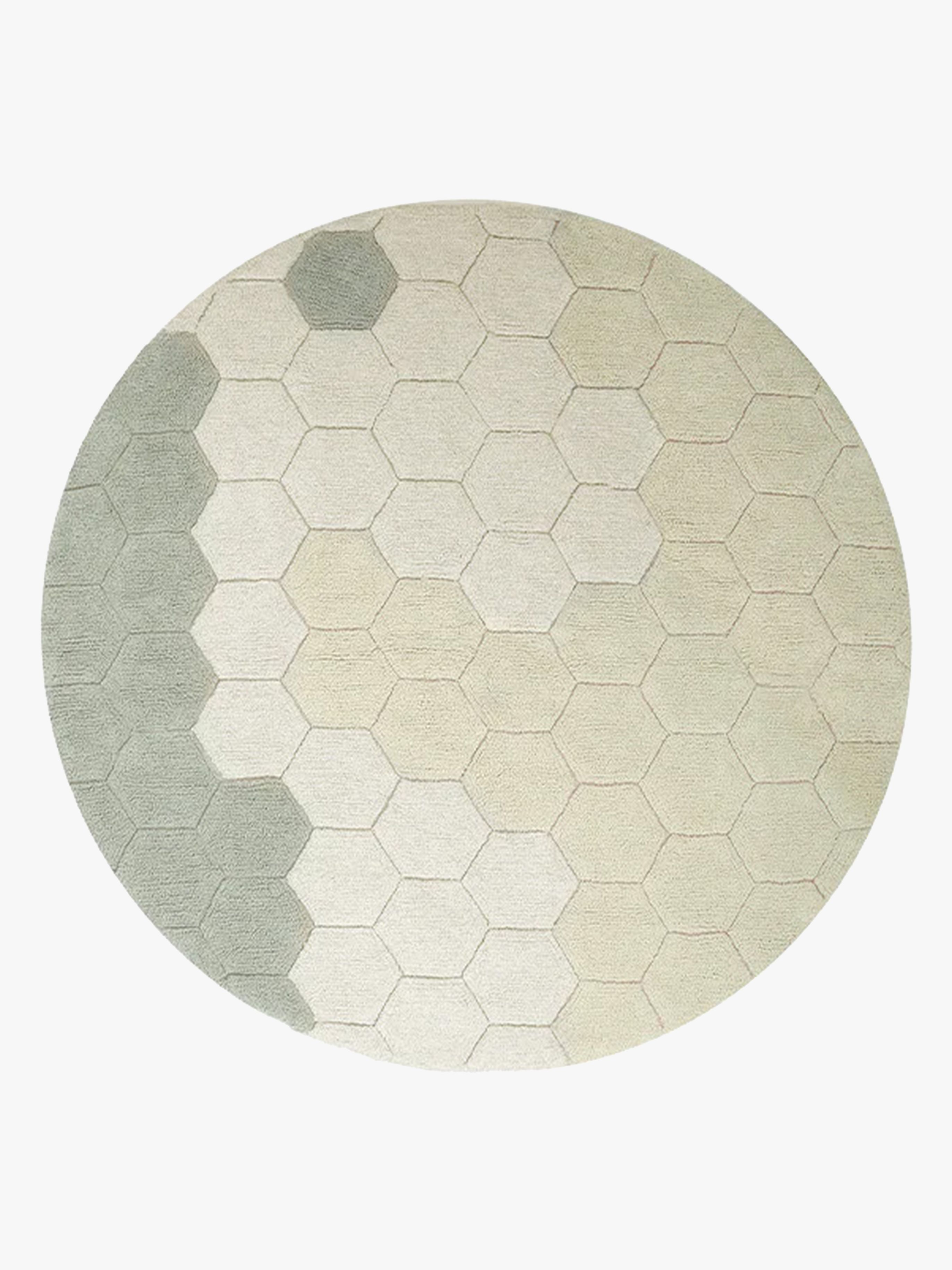 Lorena Canals Vaskbart Gulvtæppe 140 Rundt Honeycomb, Salvieblå
