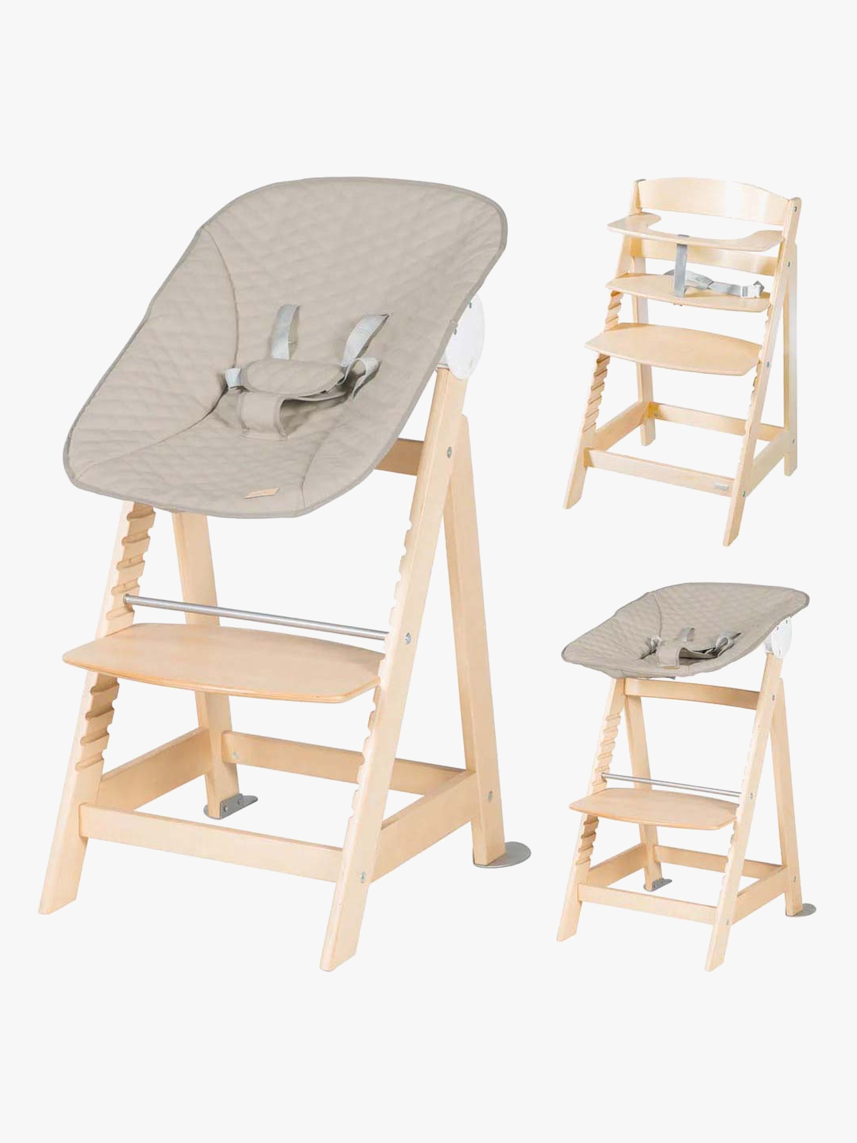 Roba Born Up 2-in-1 Højstol, Natural/Greyish Quilted