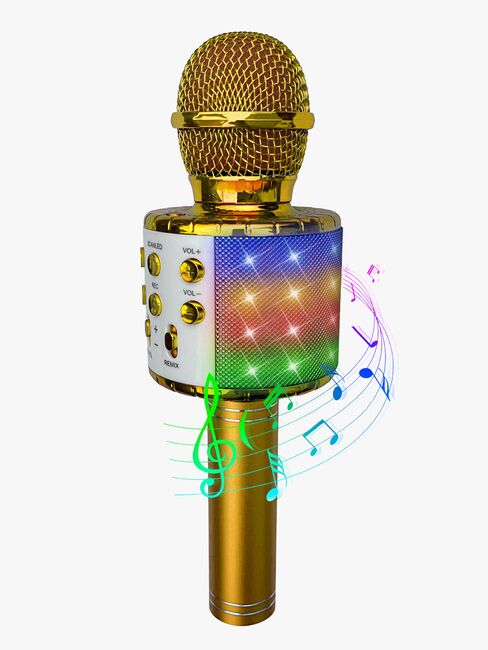 PartyFunLights Karaokemikrofon Bluetooth, Guldfarvet