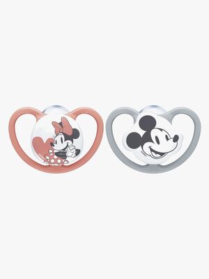 NUK Space Mickey Mouse Sut 2-pak Silikone Str. 2, Red/Grey