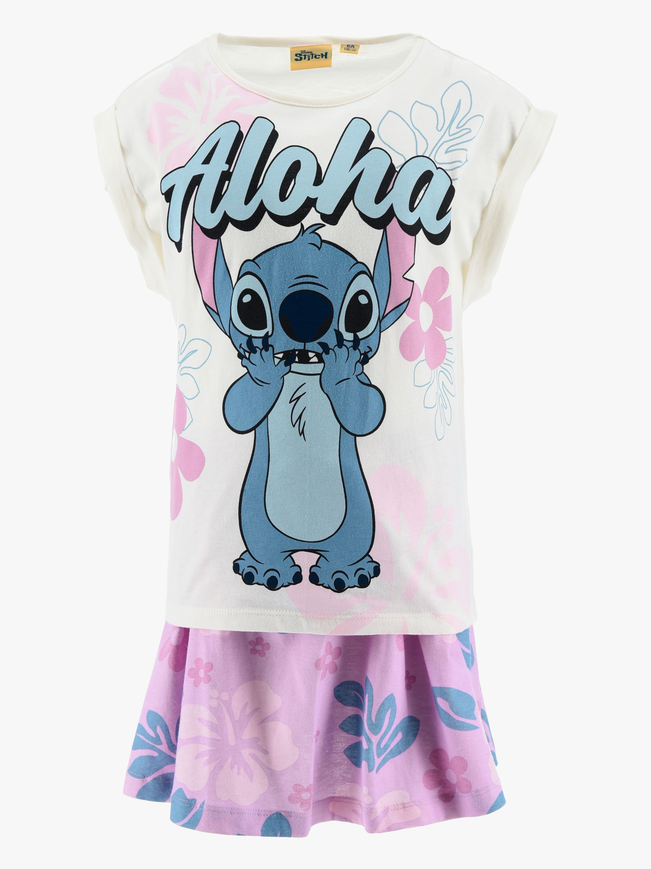 Disney Stitch T-shirt &  Shorts Sæt, Off-White, 104-110