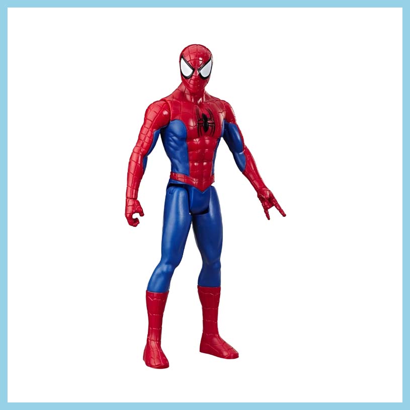 Spider-Man actionfigur med rød og blå dragt.