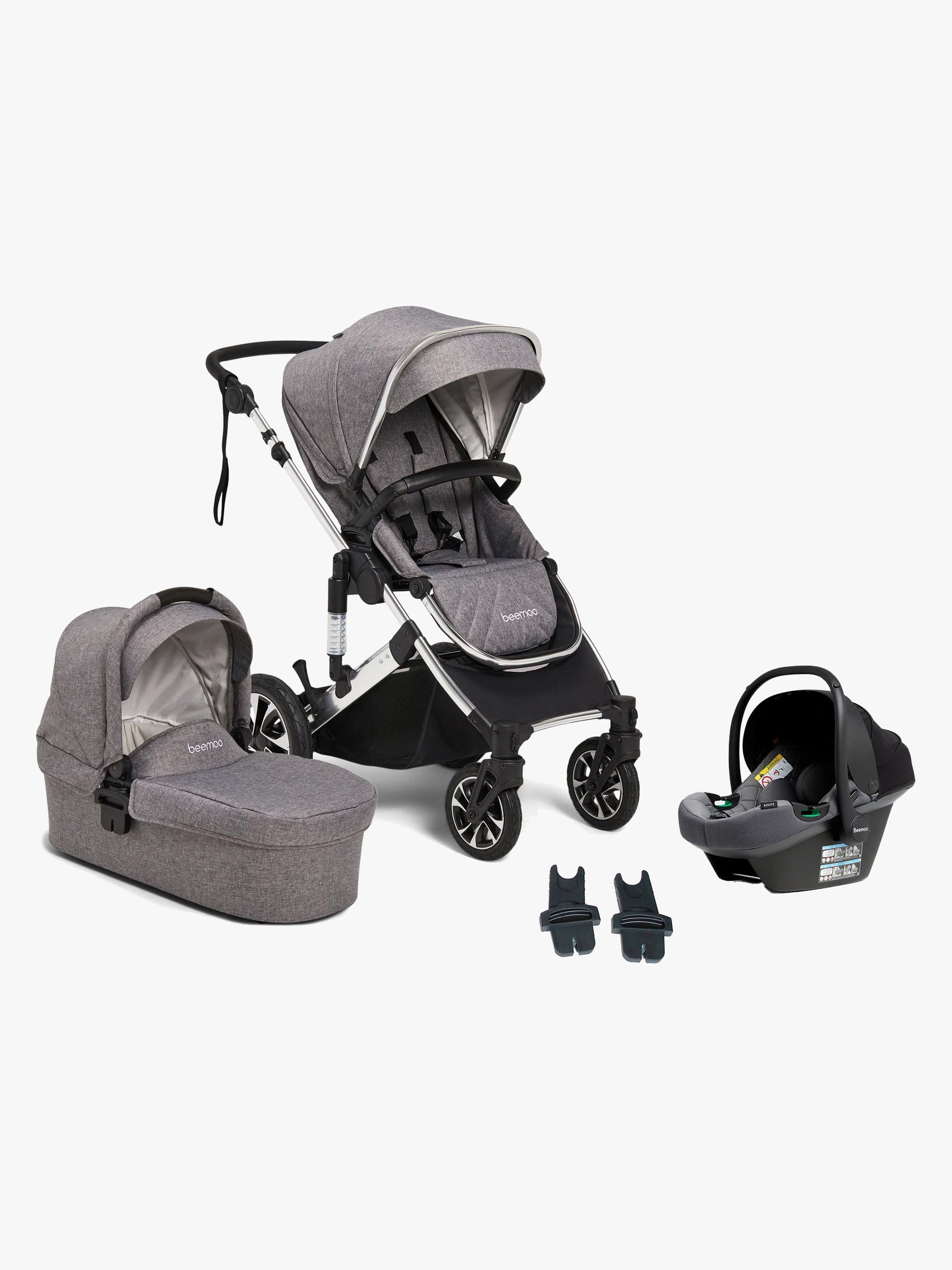 Beemoo Maxi 4 Duovogn inkl. Route i-Size Autostol Baby, Grey Silver/Mineral Grey