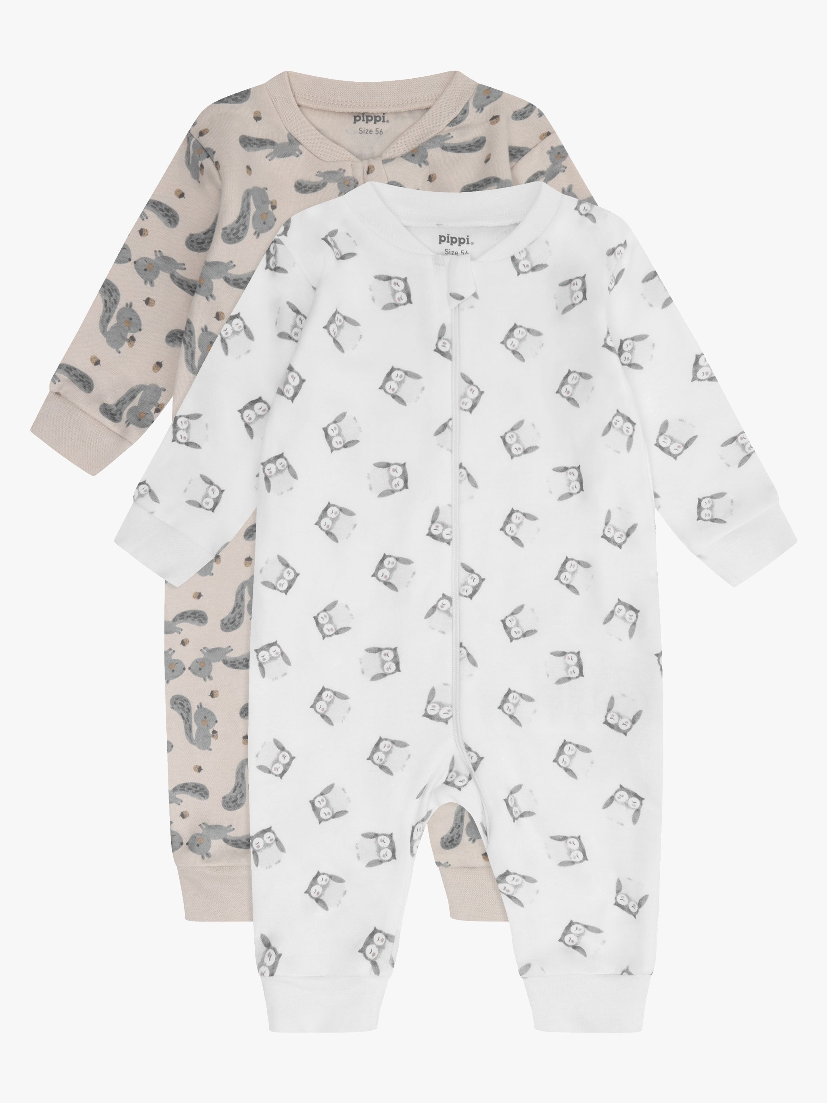 Pippi Baby Pyjamasdragt med Zipp 2-pak, Rainy Day, 68