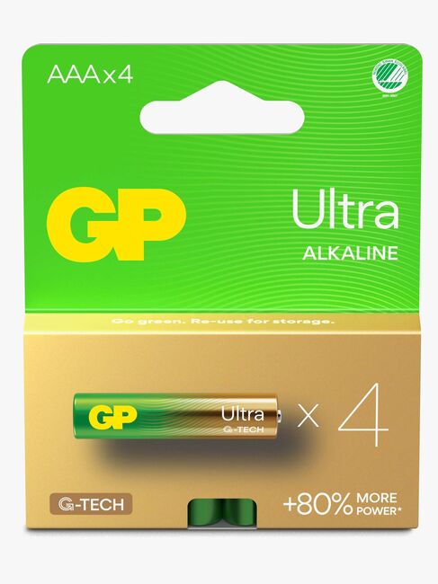 GP Ultra Alkaline G-TECH AAA/LR03 Batterier Svanemærket 4-Pak
