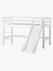 Hoppekids ECO Dream Halvhøj Seng med Rutsjebane og Stige 90x200, Hvid