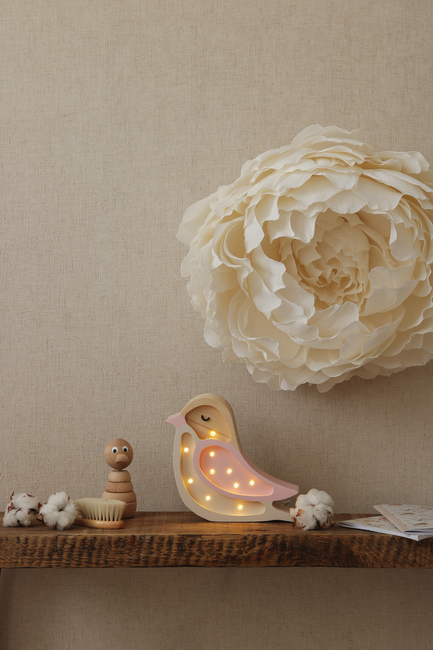 Little Lights Mini Lampe Fugl, Strawberry Cream