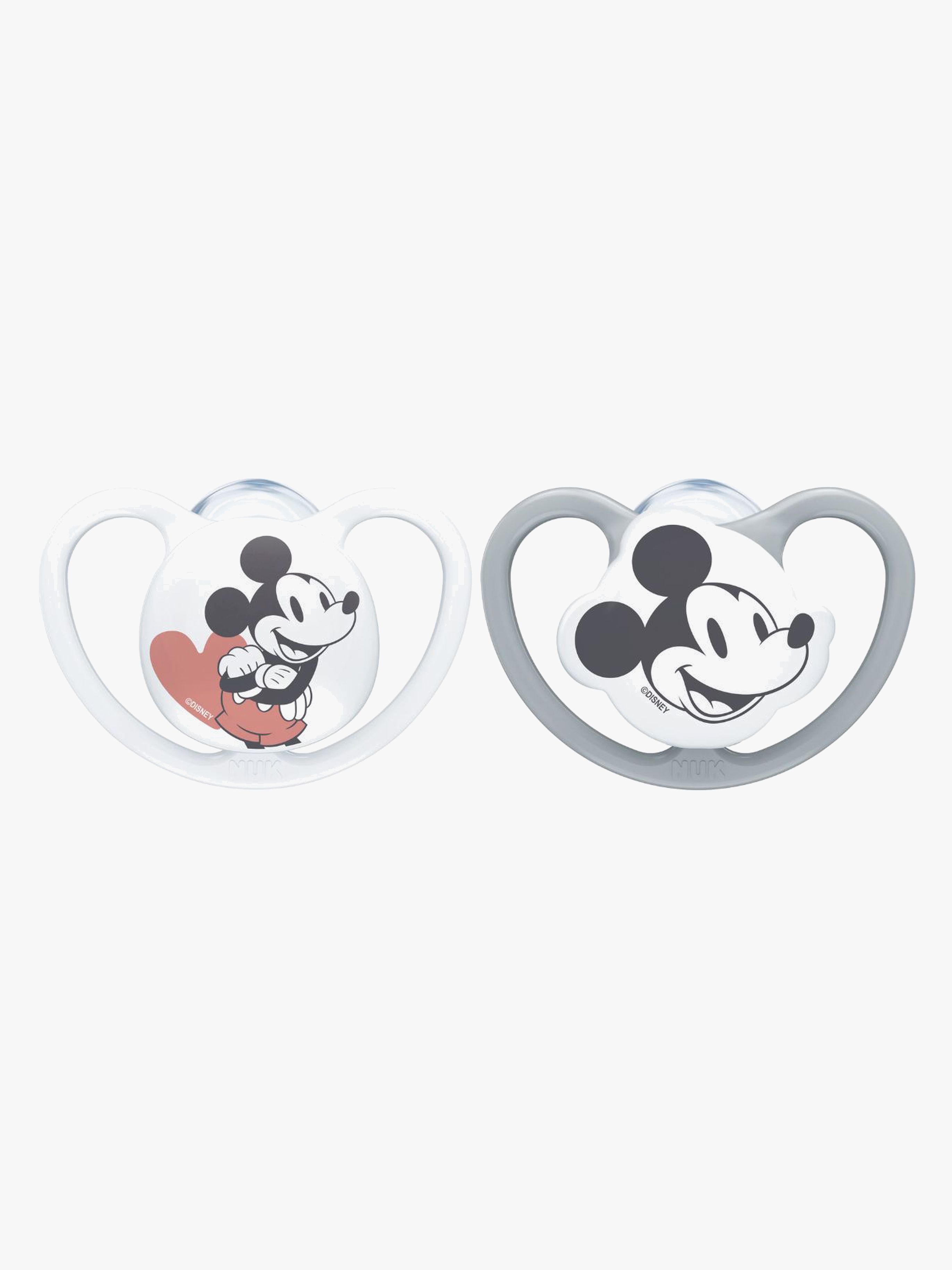 NUK Space Mickey Mouse Sut 2-pak Silikone Str. 2, Grey/White