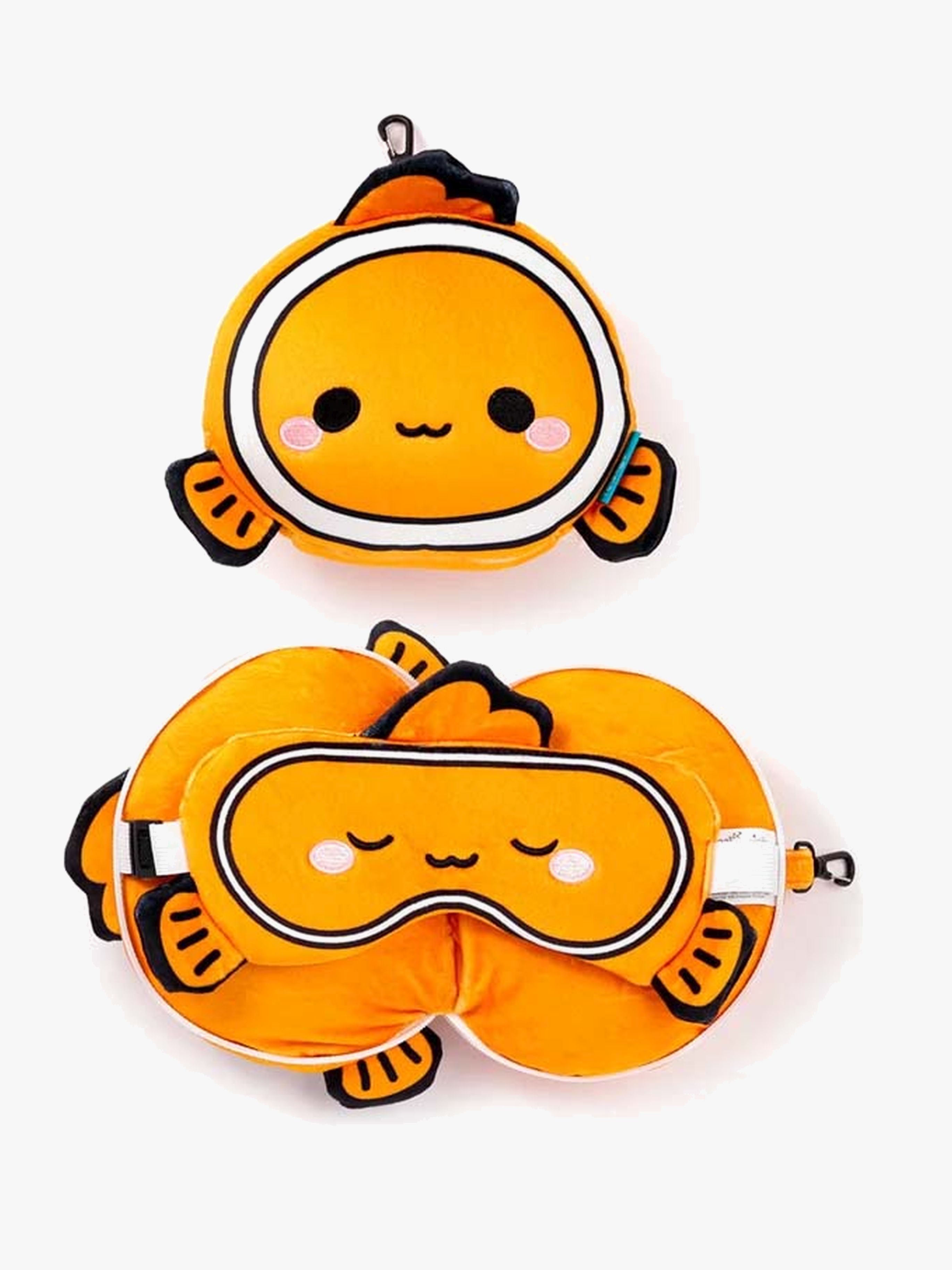 Relaxeazzz Plush Adoramals Rejsepude Og Øjenmaske, Finley The Clown Fish