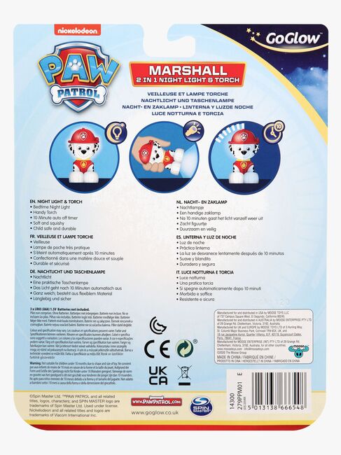 Paw Patrol Natlampe og Lommelygte, Hvid