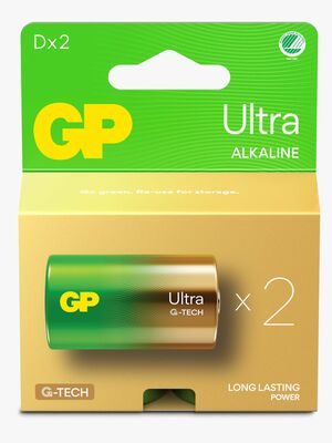 GP Ultra Alkaline G-TECH D/LR20 Batterier Svanemærket 2-Pak
