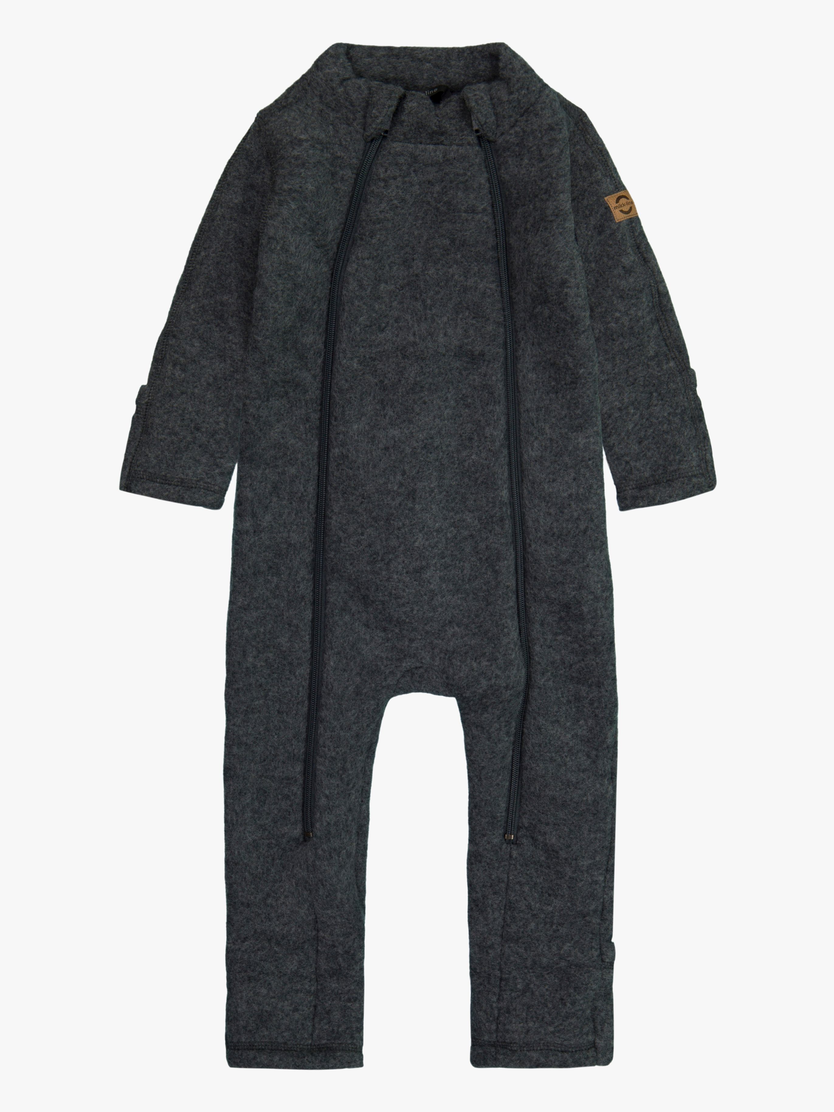 Mikk-Line Heldragt Baby Merinould Dobbeltlynlås, Anthracite Melange, 80