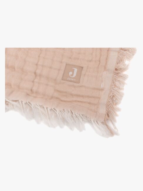 Jollein Tæppe/ Stofble i Musselin Fringe, Moonstone/Ivory