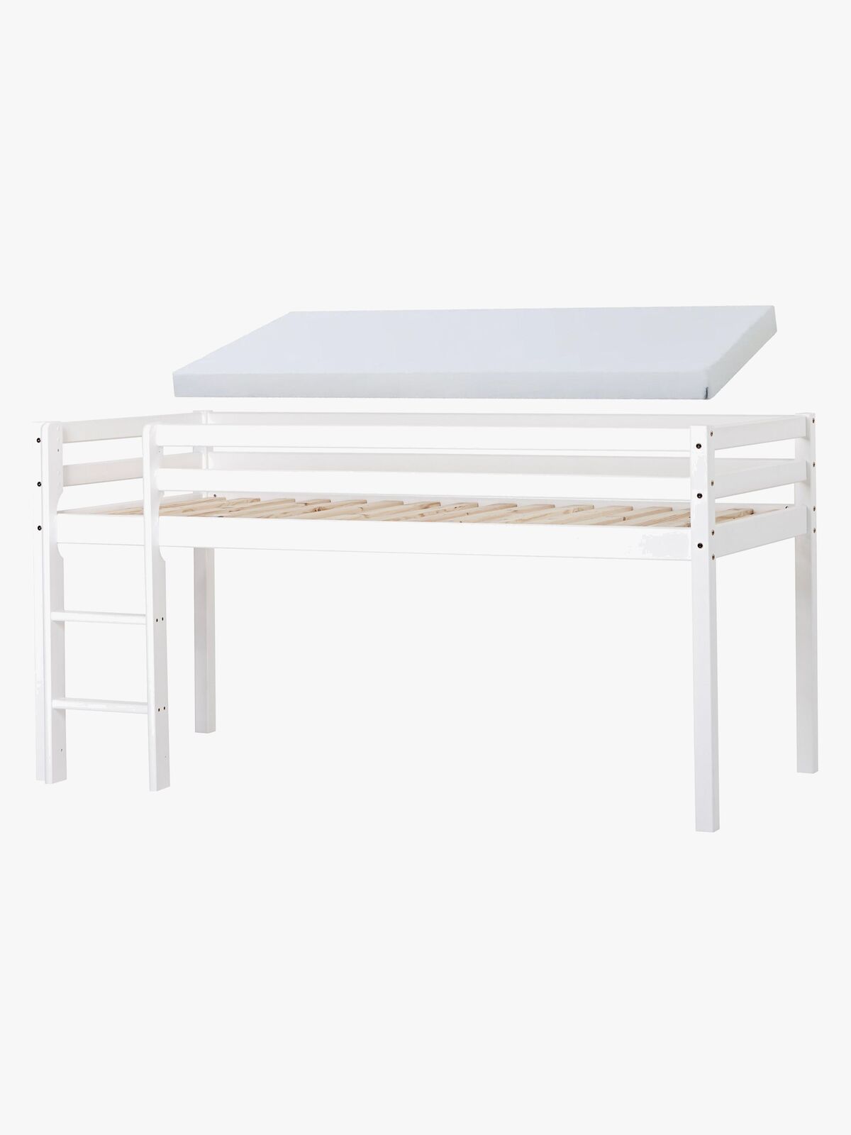 Hoppekids Halvhøj Seng med Skummadras 90x200, Hvid