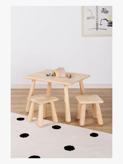 Minitude Nordic Rektangulært Bord & Firkantede Skamler, Natur