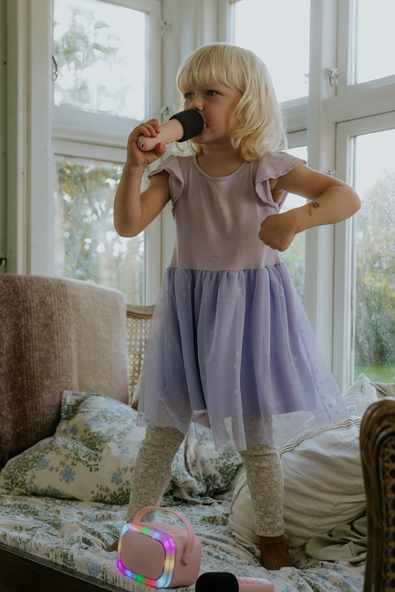 Lalarma Karaokesæt med LED-lys & 2 Mikrofoner, Pink
